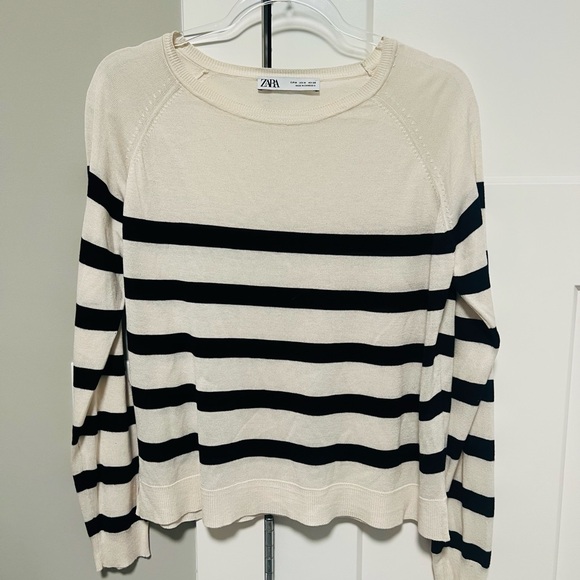 Zara Tops - Zara Off-White Striped Sweater Top